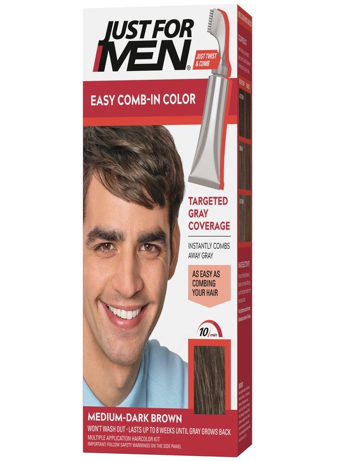 Just For Men Easy Comb-In Color Mens Hair Dye, Easy No Mix Application with Comb Applicator - Medium-Dark Brown, A-40, Pack of 1 - Image 1