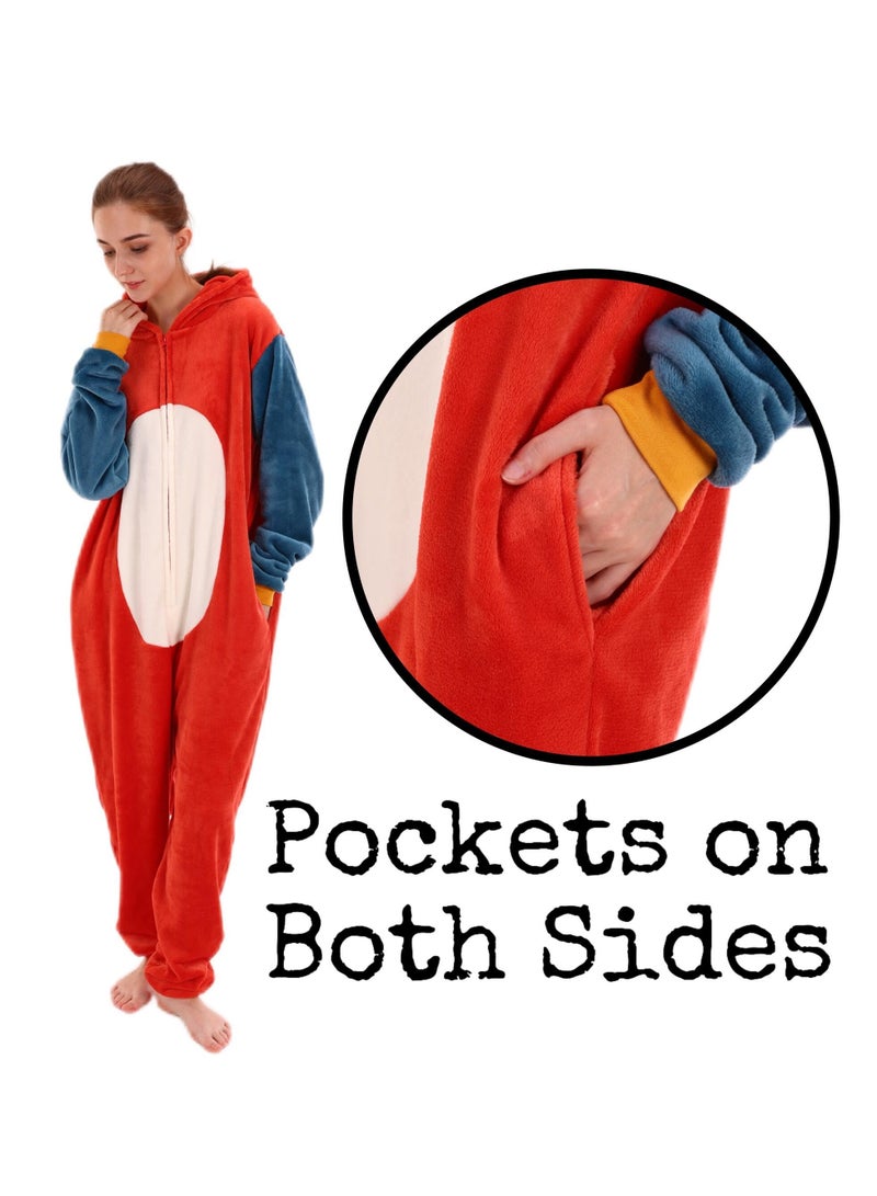 Snug Fit Unisex Adult Onesie Pajamas,  Cosplay Animal One Piece Halloween Costume Sleepwear Homewear  - Image 4
