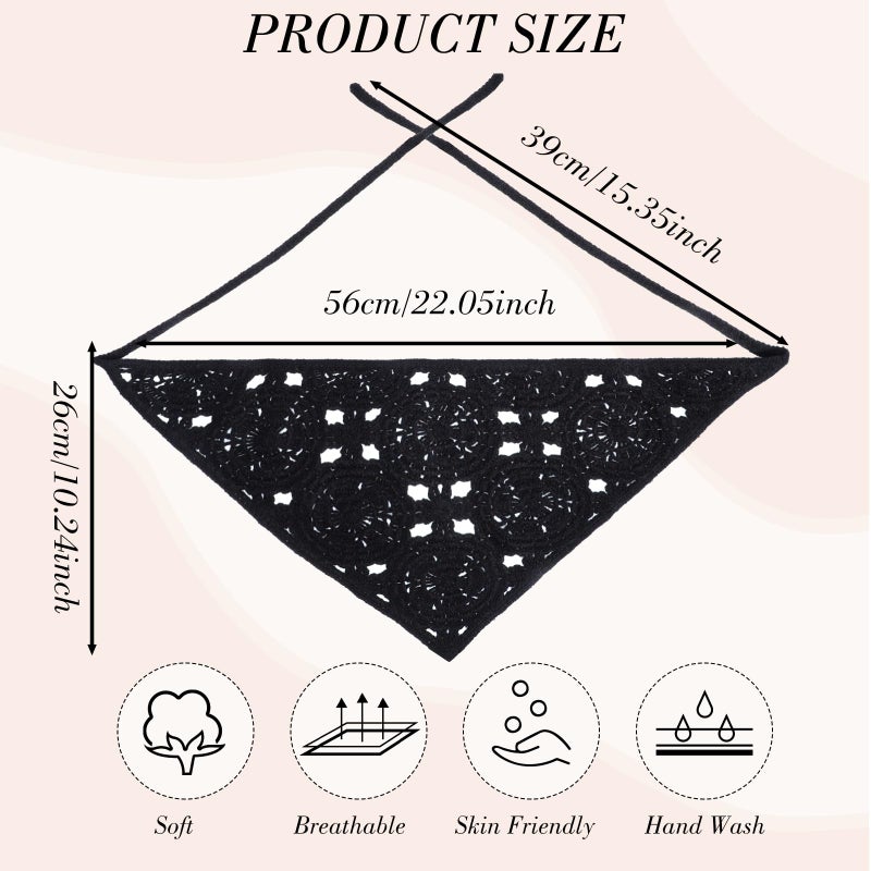 obeoby 4 Pack Crochet Bandanas Headscarf for Spring and Summer, Vintage Floral Hair Bandanas Headband for Girls with Hair Pins - Image 3