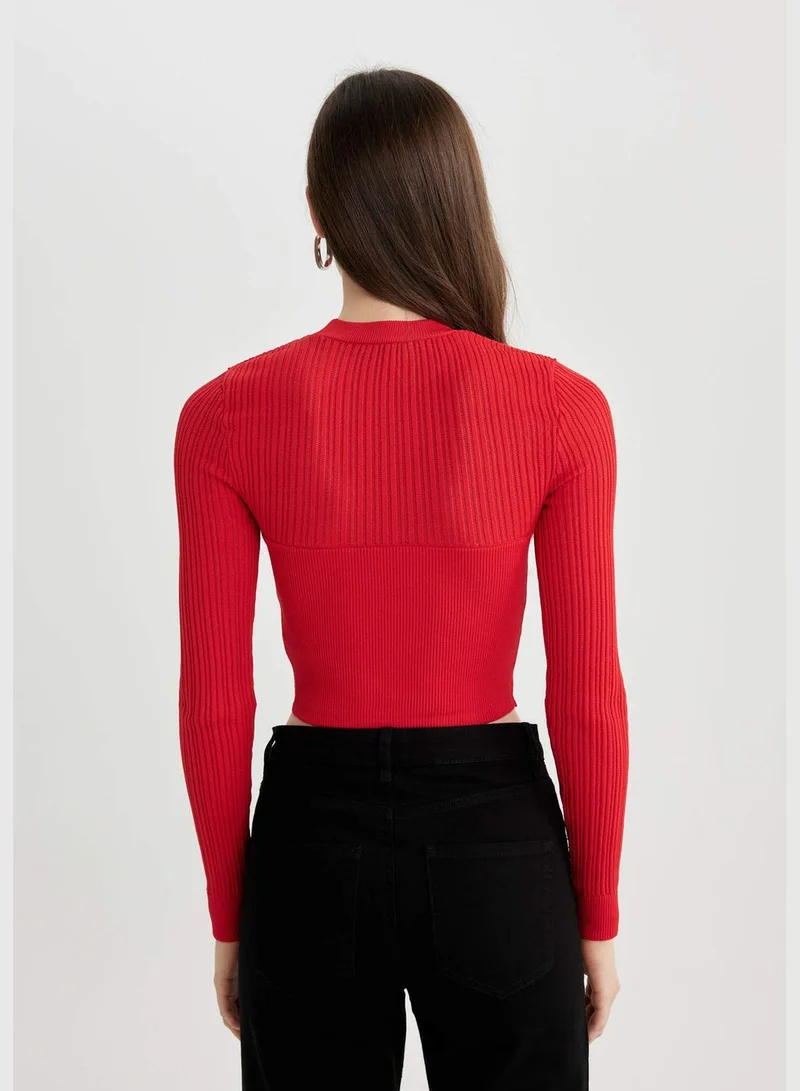 ديفاكتو Woman Crew Neck Long Sleeve Tricot Pullover
