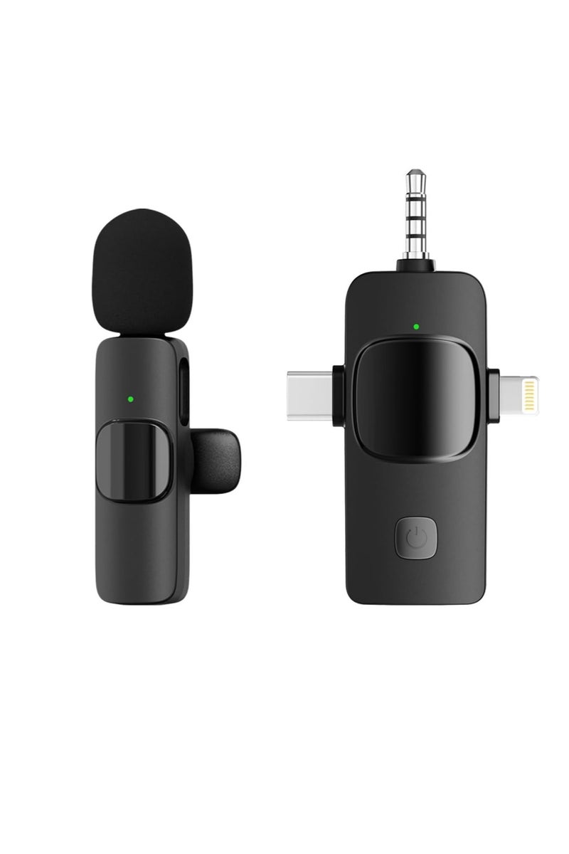 Dual Wireless Lavalier Microphone Set – 3-in-1 Plug & Play Clip-On Mics with USB-C, Lightning & 3.5mm Receiver – Noise Reduction Mini Mic for Smartphone, Camera, Laptop & Live Streaming  - Image 1