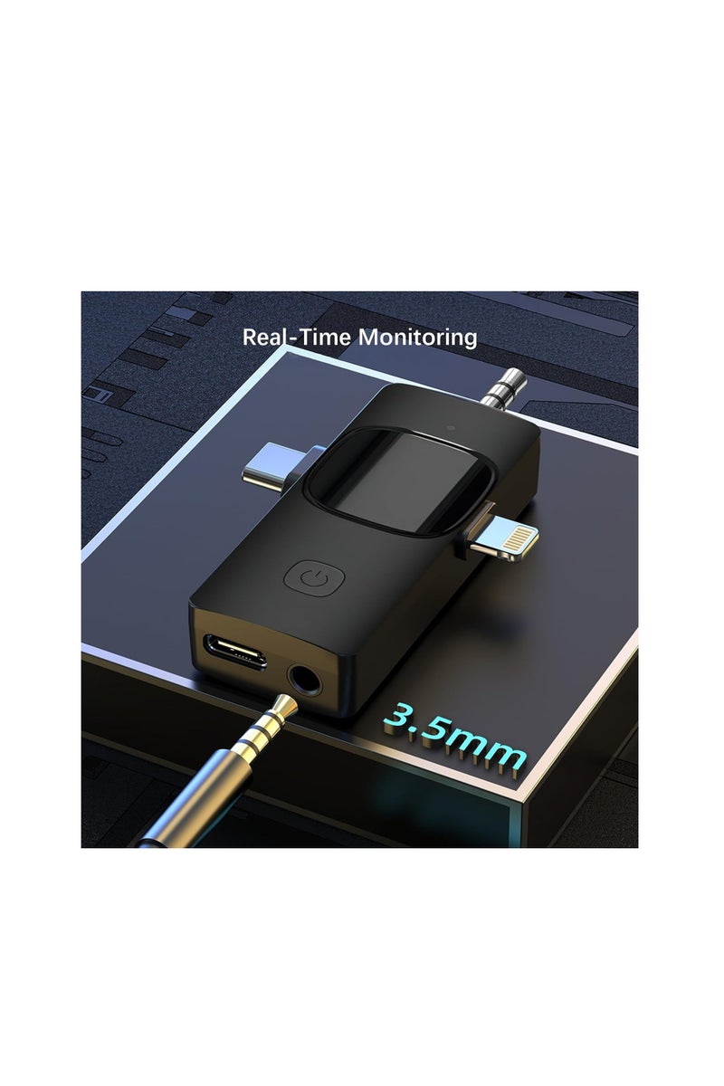 Dual Wireless Lavalier Microphone Set – 3-in-1 Plug & Play Clip-On Mics with USB-C, Lightning & 3.5mm Receiver – Noise Reduction Mini Mic for Smartphone, Camera, Laptop & Live Streaming  - Image 2