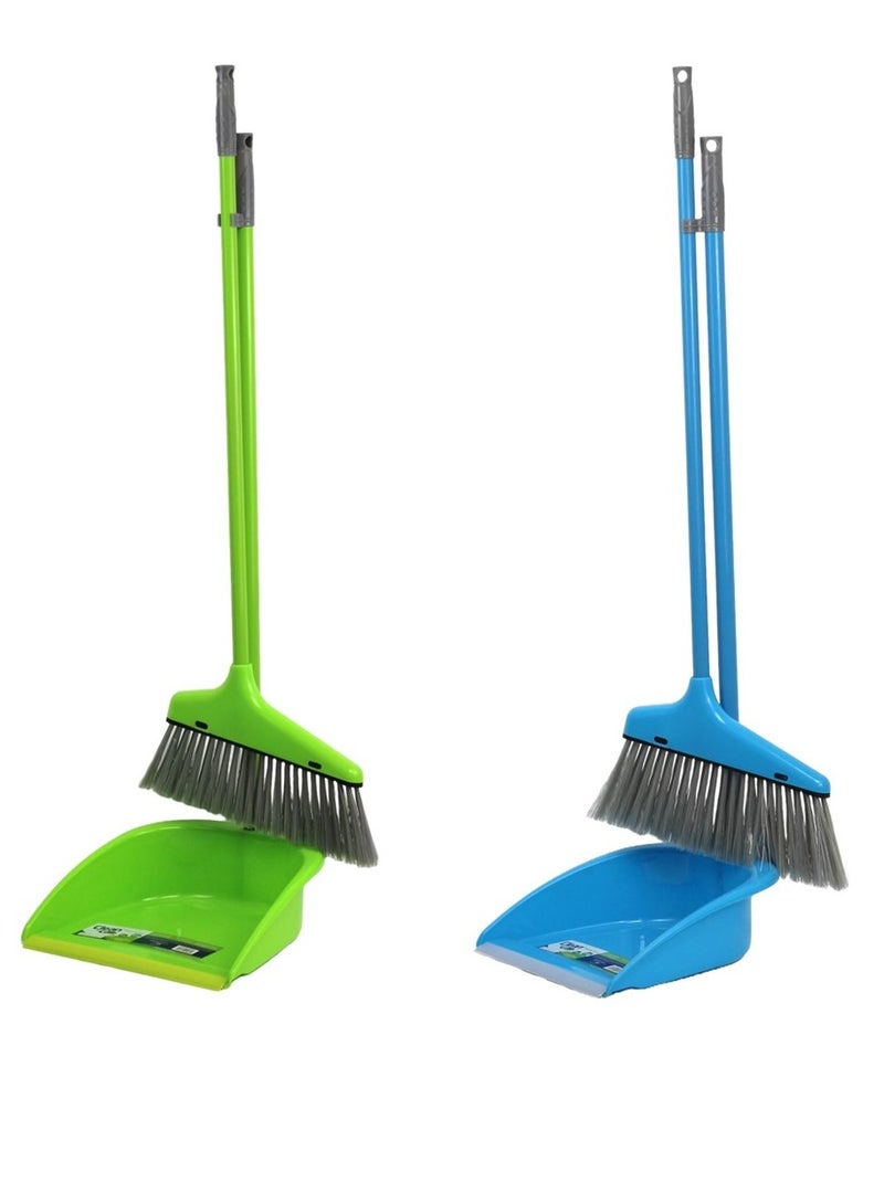 كلين and كير Clean and Care مجموعة مجرفة الغبار مع مكنسة بمقبض طويل أدوات التنظيف المنزلية للمطبخ المنزلي مكنسة قائمة لتنظيف الأرضيات بألوان متنوعة - Image 1