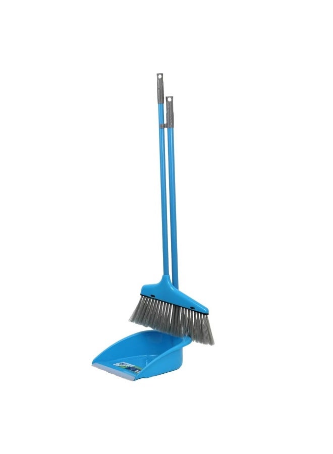 Clean and Care Dustpan with Broom Set Long Handle Household Cleaning tools Home Kitchen Stand up broom Sweeping Floor Assorted Color - Image 1