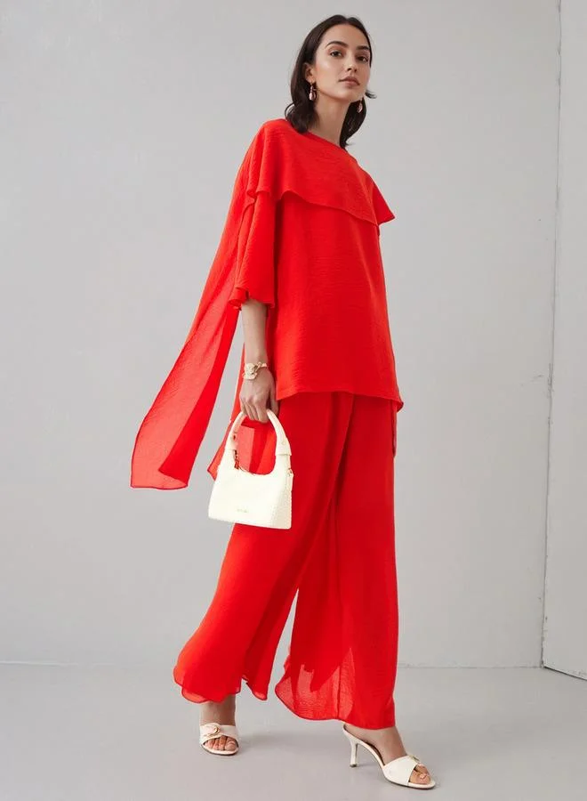 Iconic Iconic Wide Leg Pants with Side Slits and Pockets