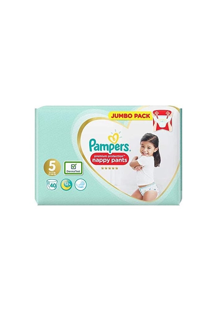 Pampers Size 5 Premium Protection Baby Nappy Pants - Jumbo Pack (40 Count)