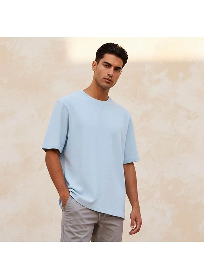 Splash FAV Men Slim Fit Crew Neck Short Sleeves Textured T-shirt