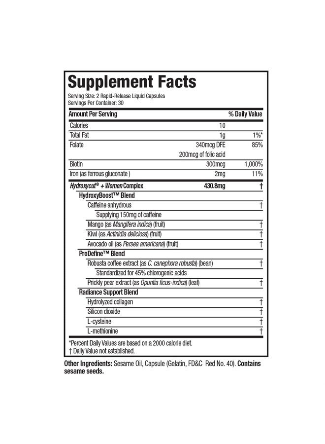 Hydroxycut + Women Pills with Biotin & Collagen | Hair Nails and Skin Vitamins | Iron Supplement | Energy Pills, 60 Count (1 Pack) - Image 4