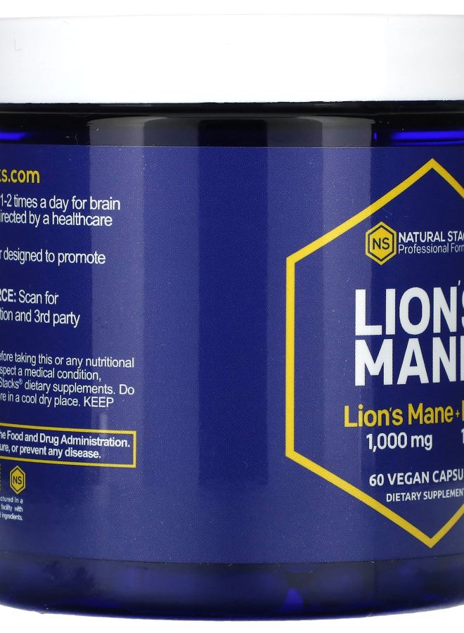 Natural Stacks Lions Mane+ PQQ 60 Vegan Capsules - Image 2