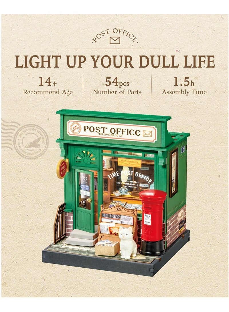 Robotime Rolife Century Post Office 3D Wooden Puzzle DIY Miniature House Kit DS037 Decorative DIY Crafts/Birthday Gifts/Home Decor For Girls&Boys Teens&Adults - Image 1