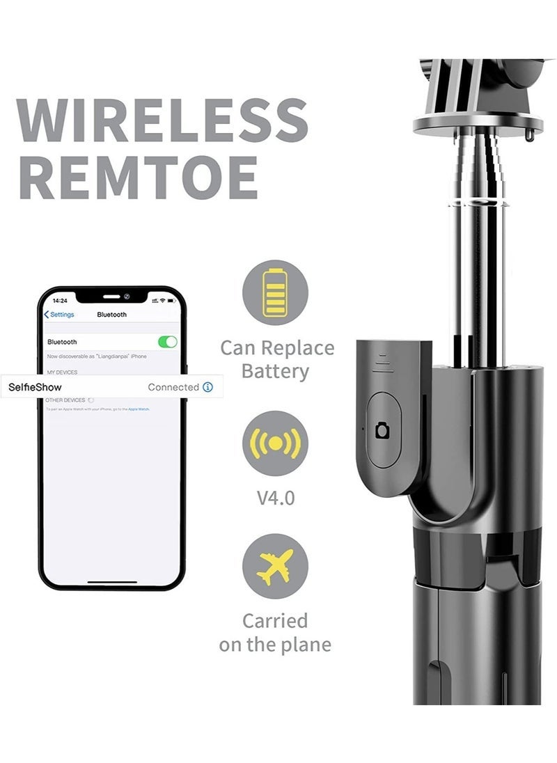 Gravity selfie stick Mini Fashion Selfie Stick Tripod Stand Multi-functional Compact Bluetooth Selfie Stick with Non-Slip Tripod, Compatible with Mi/Iphone/Oppo/Vivo/OnePlus/Samsung for Travel Online Class O - Image 3