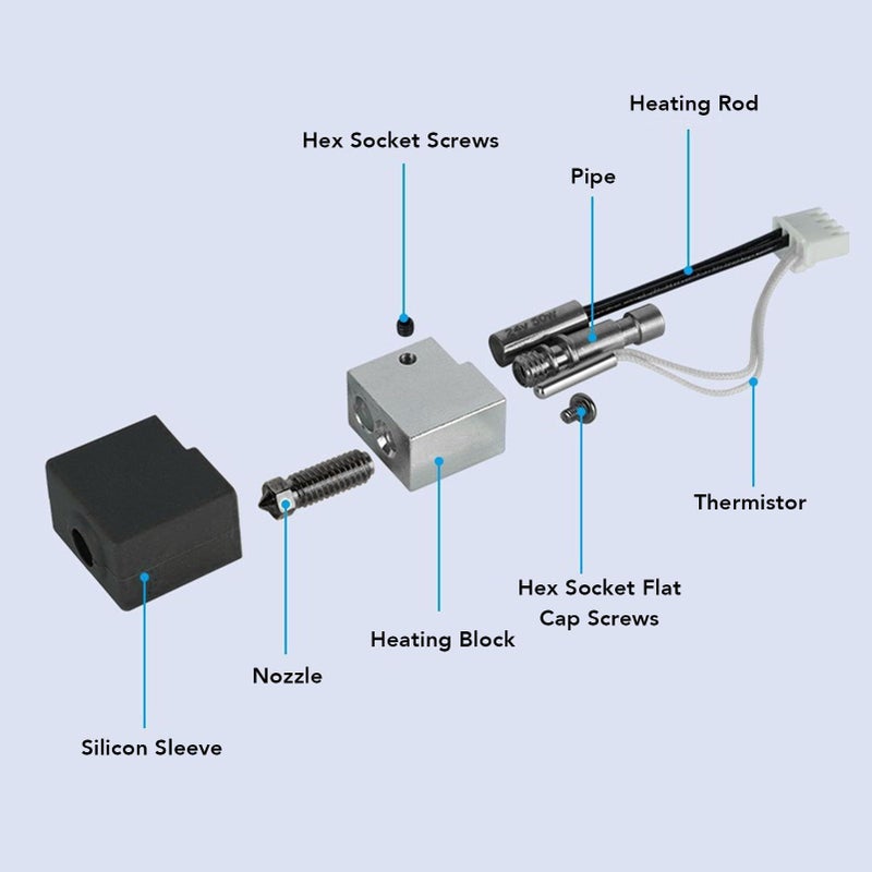 2Pcs 3D Printer Hot End Kit 200K Thermistor Hardened Steel Nozzle 600mm Per Second Hotend Kit Replacement For Kobra S1 Combo ACE Pro Black - Image 3