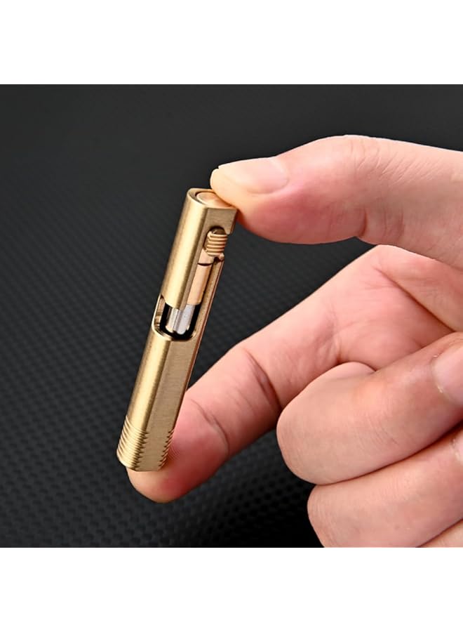 erorex Mini Brass Ballpoint Pen Bolt Action Edc Pen Ideal For Office Writing Signing Traveling Business And Special Gifts Brass  - Image 5