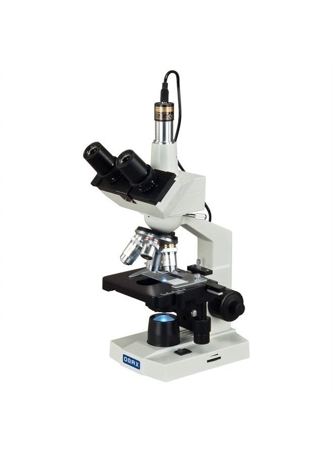 OMAX - 40X-2500X Digital Lab Trinocular Compound LED Microscope with USB Digital Camera and Double Layer Mechanical Stage (M83EZ-C02) - Image 1