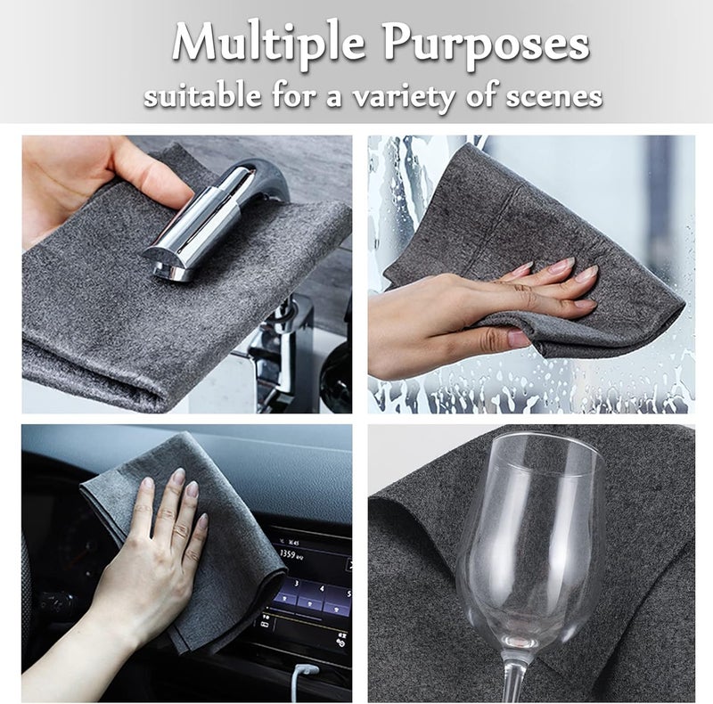 XANGNIER Thickened Magic Cleaning Cloth - 8 Pcs Lint Free Microfiber Rags for Windows, Mirrors, Glass, and Cars - Gray - Image 5