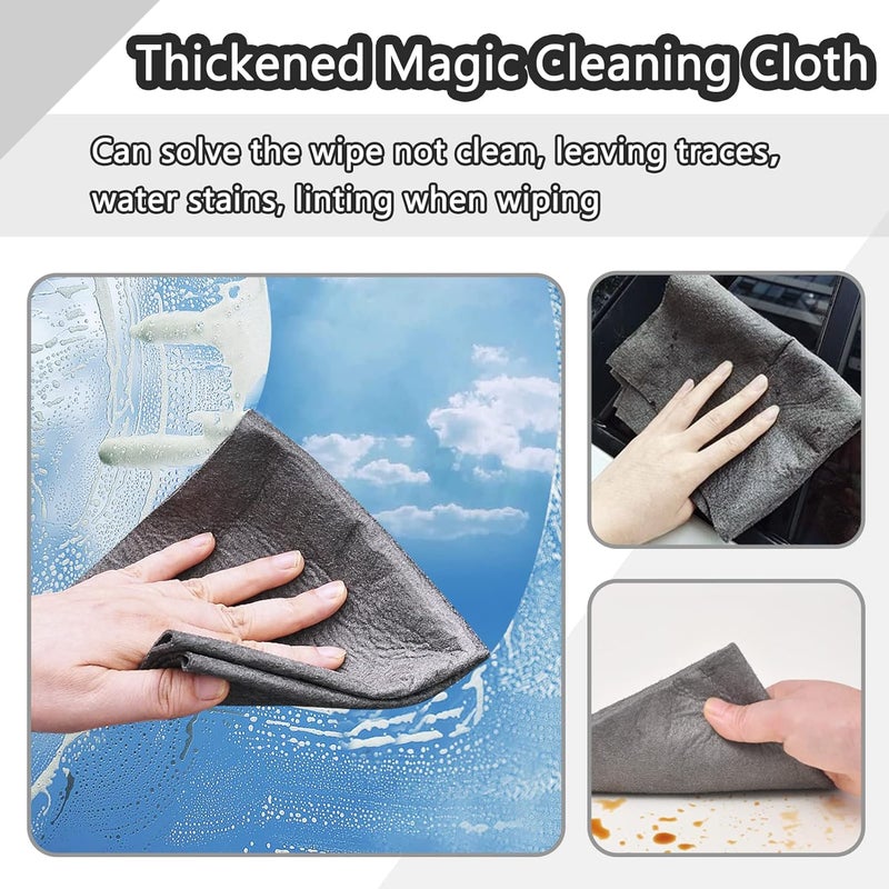 XANGNIER Thickened Magic Cleaning Cloth - 8 Pcs Lint Free Microfiber Rags for Windows, Mirrors, Glass, and Cars - Gray - Image 2