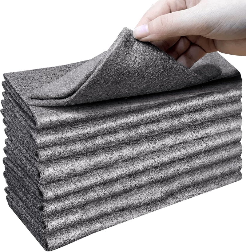 XANGNIER Thickened Magic Cleaning Cloth - 8 Pcs Lint Free Microfiber Rags for Windows, Mirrors, Glass, and Cars - Gray - Image 1