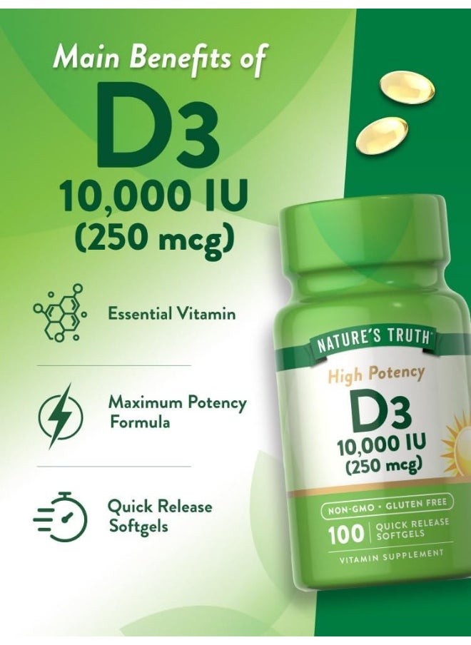 Nature's Truth Nature's Truth Vitamin D 10,000 IU 100 Softgels  - Image 5