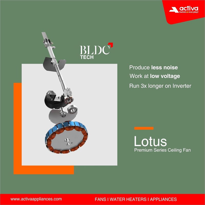Activa Premium Series Lotus 1200 MM Noiseless 380 RPM High Speed BLDC Motor (28 Watts) with Remote control Wood Ceiling Fan With Wooden Finish come with 5 Years Warranty (RoseWood) - Image 5