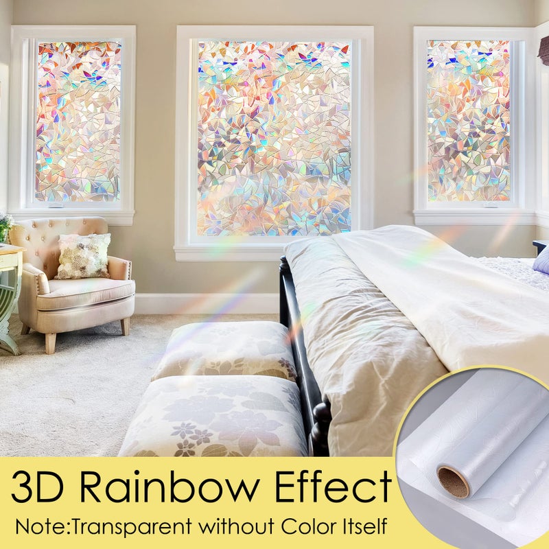 STATINT WINDOW FILMS STATINT Stained Glass Window Privacy Film,UV Blocking Window Clings,Rainbow Static Cling Non-Adhesive Window Vinyl Stickers for Home Door,17.3 Inch X 6.5 Feet - Image 2