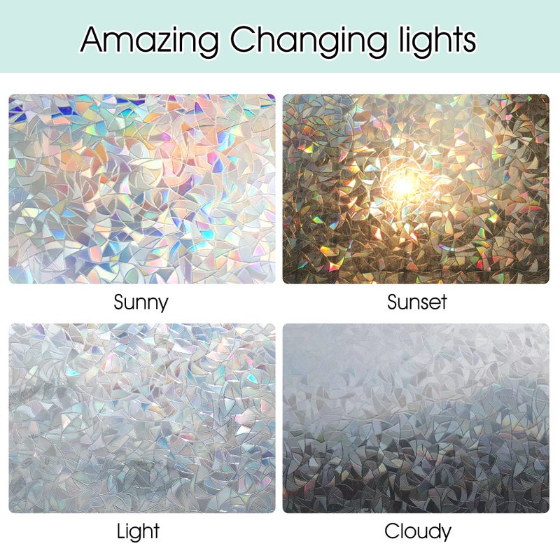 STATINT WINDOW FILMS STATINT Stained Glass Window Privacy Film,UV Blocking Window Clings,Rainbow Static Cling Non-Adhesive Window Vinyl Stickers for Home Door,17.3 Inch X 6.5 Feet - Image 5