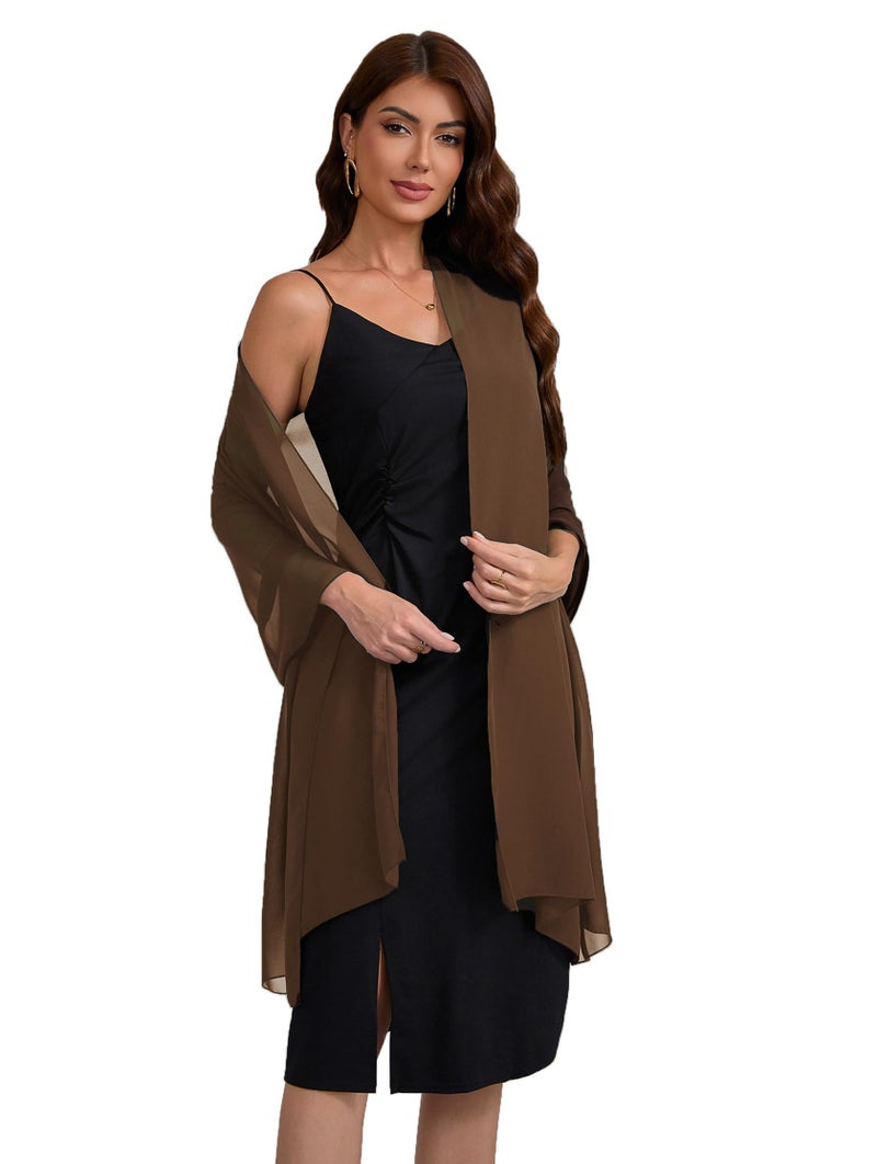Baoqiya Women's Shawls and Wraps for Evening Dress Chiffon Shawl Soft Elegant Silky Pashmina Wedding Bridal Scarf(Brown, 79"Ã—19") - Image 5