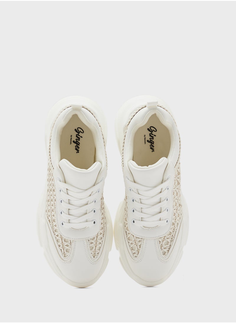 Ginger - Weave Detail Chunky Sneakers - Image 1