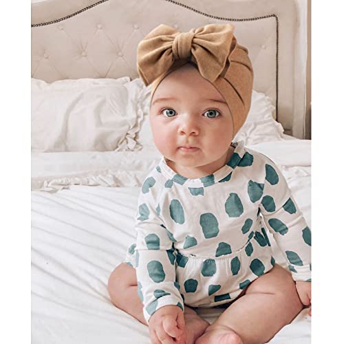DRESHOW BQUBO 5 PCS Baby Cotton Hats Big Bow Knotted Headwrap Turban Baby Infant Beanie Baby Girl Soft Cute Toddler Cap for Winter - Image 3
