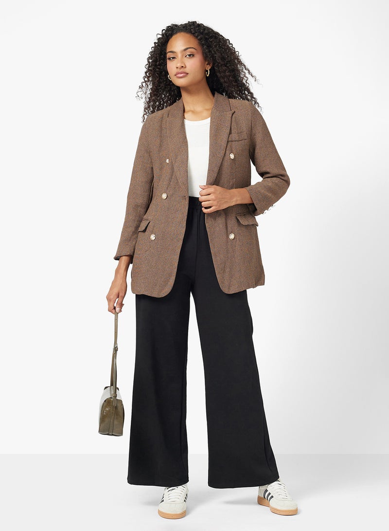 جينجر بليزر كلاسيكي طويل بحزام كاروهات - Image 4