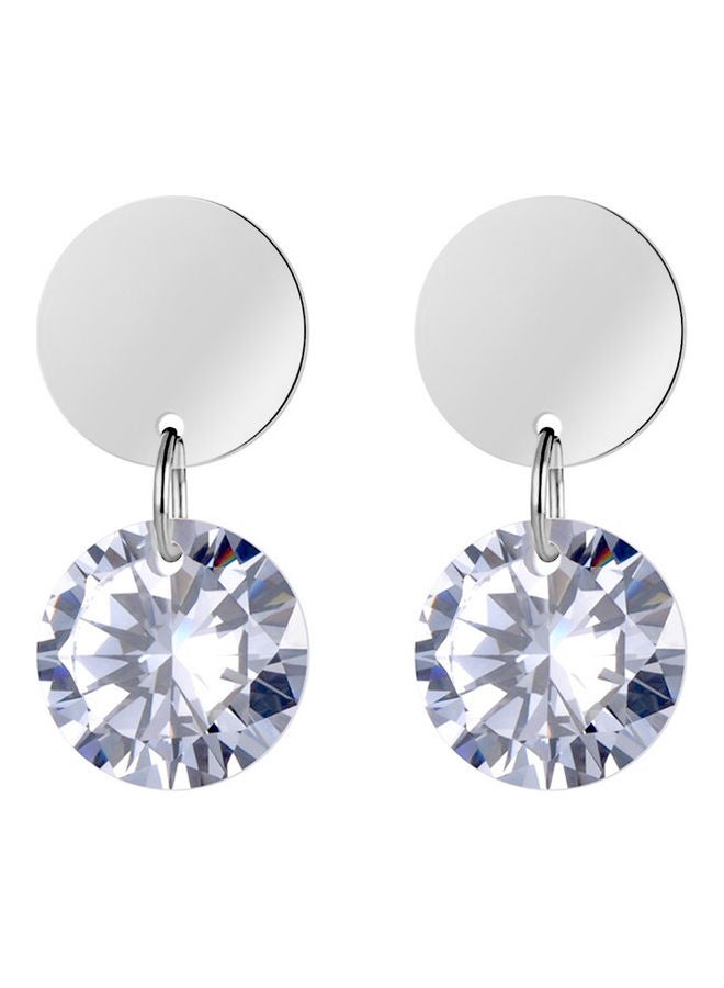 NIBEMINENT Elegant Round Disc Crystal Dangle Drop Ear  - Image 1