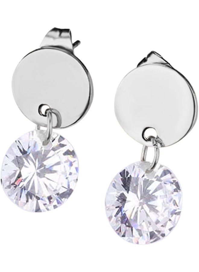 NIBEMINENT Elegant Round Disc Crystal Dangle Drop Ear  - Image 3