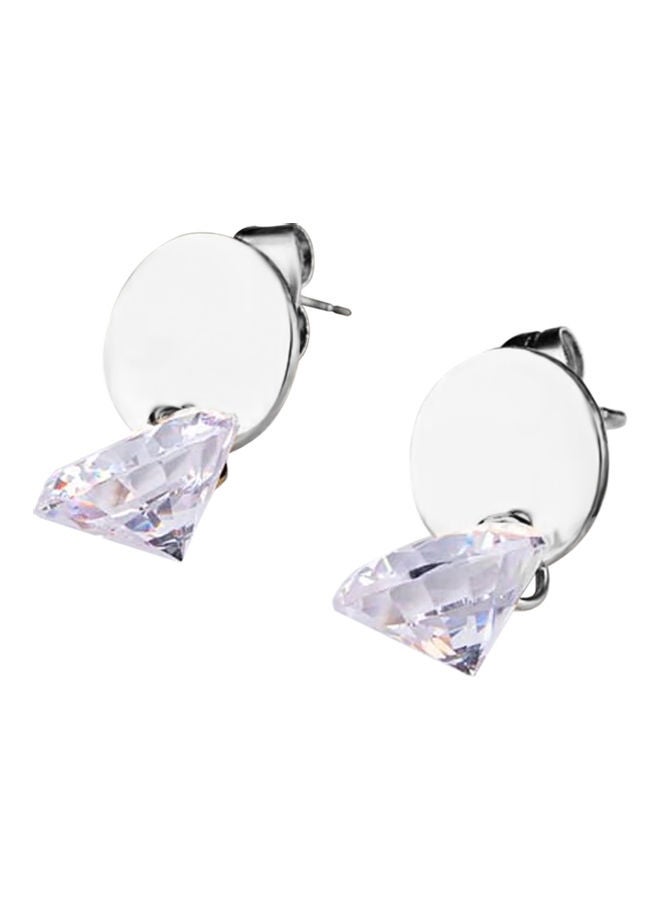 NIBEMINENT Elegant Round Disc Crystal Dangle Drop Ear  - Image 2