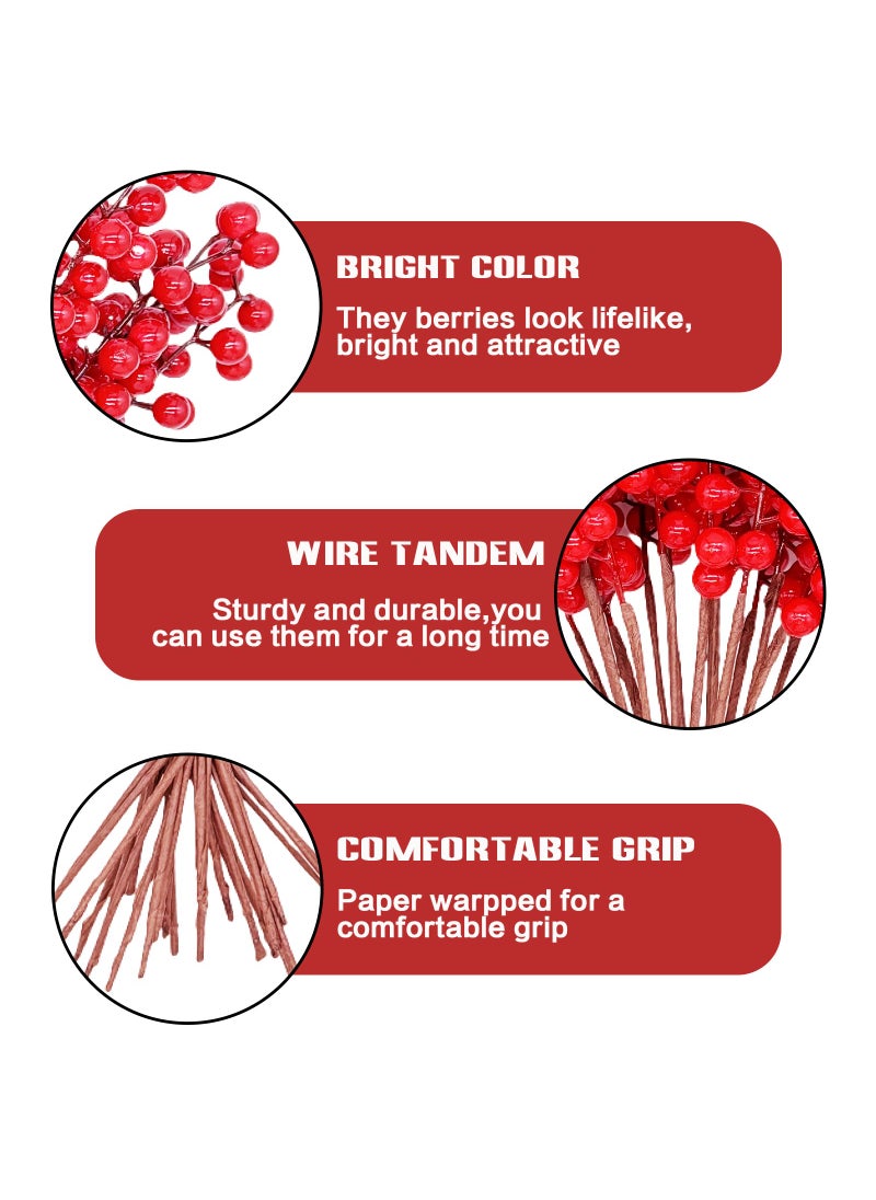 Pynqdfu Pynqdfu 30 Pcs Christmas Red Berry Twig Stem 13.4 inch Artificial Burgundy Berry Picks Waterproof Berry Branches for Home Holiday Wedding DIY Crafts Decor  - Image 3