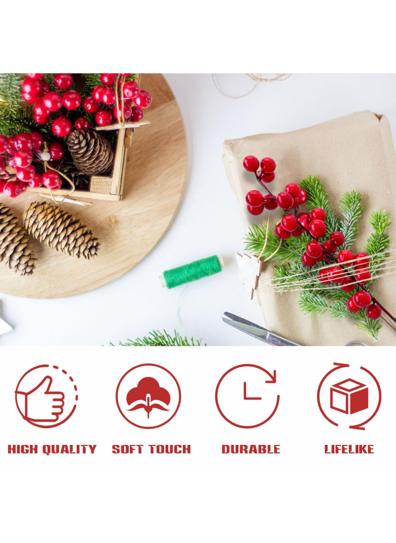Pynqdfu Pynqdfu 30 Pcs Christmas Red Berry Twig Stem 13.4 inch Artificial Burgundy Berry Picks Waterproof Berry Branches for Home Holiday Wedding DIY Crafts Decor  - Image 4