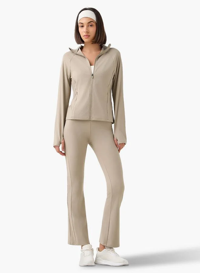 آكتف Regular Fit Flared Leggings with Ribbed Panel