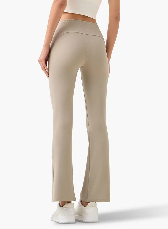 Splash Active  Regular Fit Flared Leggings with Ribbed Panel for Women | Best Price UAE