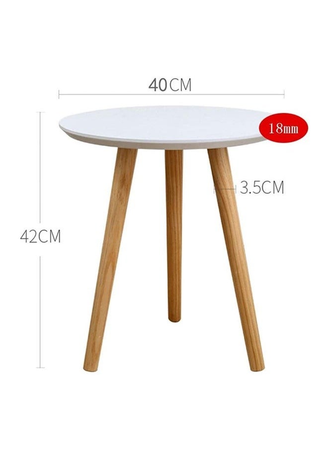 Aralifes Mini Round Side Table Coffee Table for Bedroom/Living Room with Natural Wood Legs White  42*40CM  - Image 4