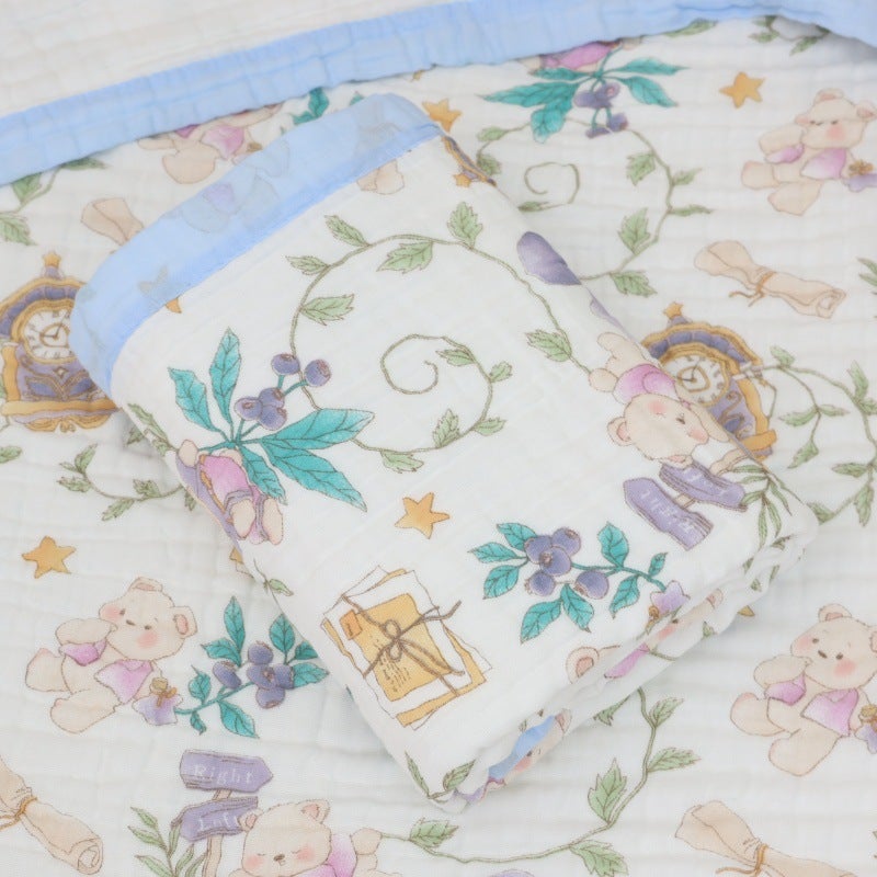 Cotton Six-Layer Gauze Bath Towel Baby Summer Quilt Baby Pusher Blanket Summer Kindergarten Air Conditioning Quilt Cartoon - Image 3