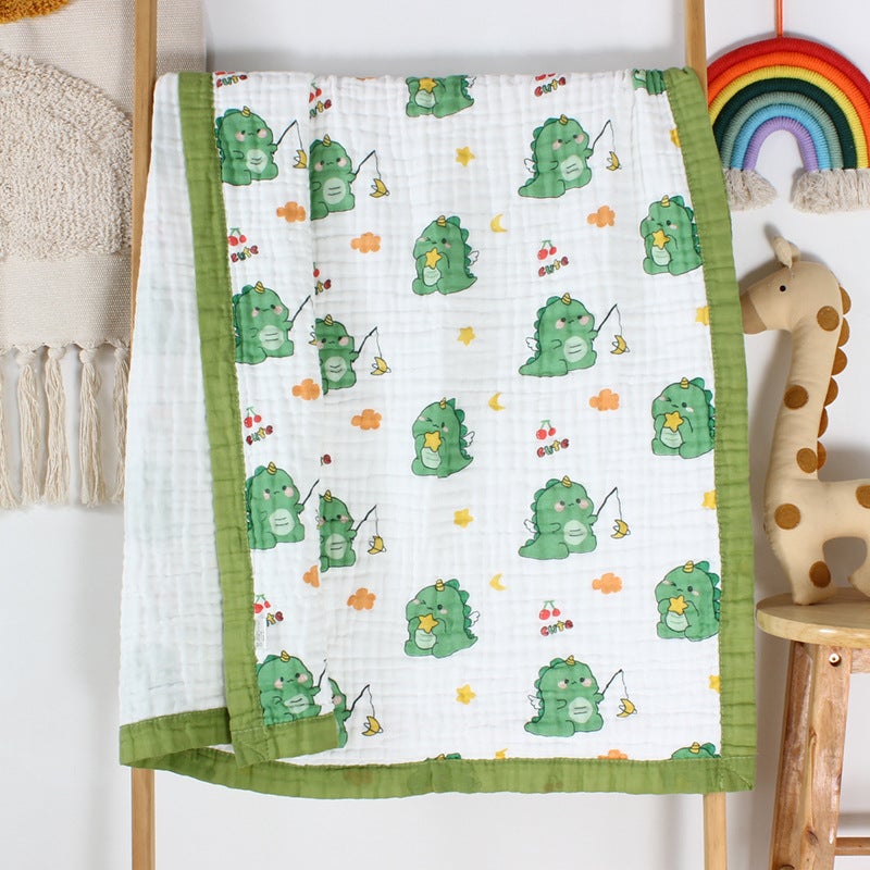 Cotton Six-Layer Gauze Bath Towel Baby Summer Quilt Baby Pusher Blanket Summer Kindergarten Air Conditioning Quilt Cartoon - Image 1