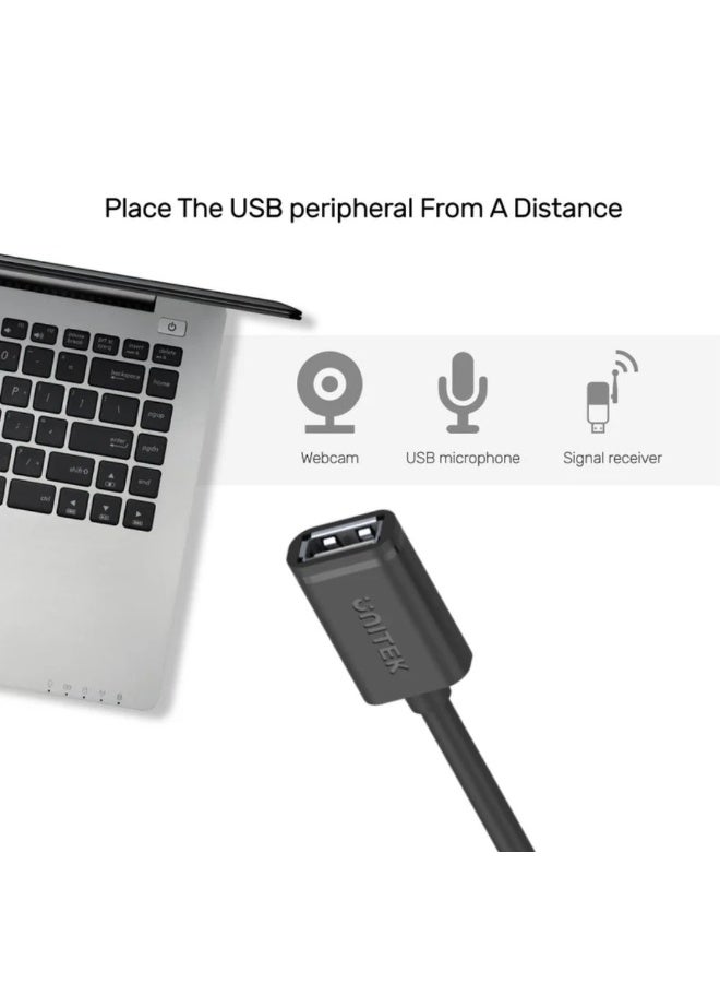 Unitek USB 2.0 Extension Cable – 1 Meter High-Speed USB-A Male to Female Extension Cord, Supports Data Transfer up to 480Mbps, Durable and Compact Design for PC, Laptop, Printer, and USB Peripherals – Black - Image 4