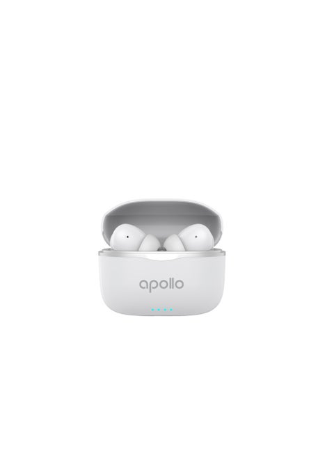 Xcell Apollo7 True Wireless Earbuds | High Bass Crystal Clear Sound, Bluetooth 5.3 | 4Hr Non-Stop Music + 100Hr Standby | Compact TWS with Voice Support for iOS/Android | Ultra-Lightweight – White