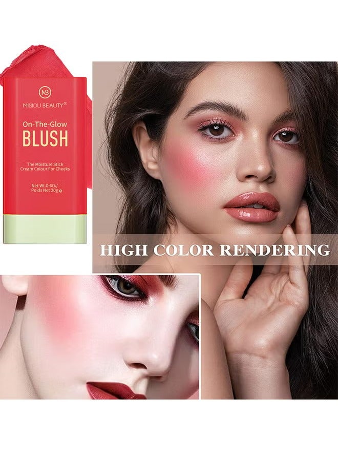Misiou Beauty On The Glow Blush, The Moisture Stick Cream Colour For Cheeks, Highlighting ​Color Silky Powder Blusher Stick Natural Glow Silly Blusher Light And Soft Feeling The Apply On Your Face - Image 5