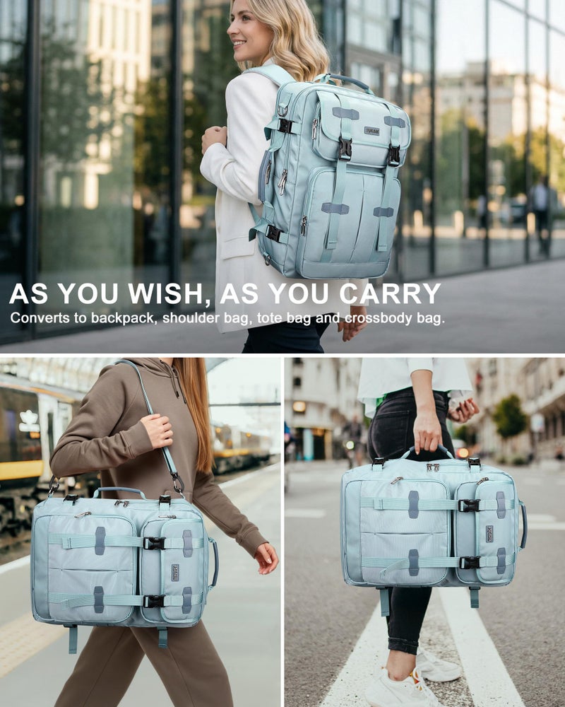 PIJUSHI Carry on Travel Backpack for Women Convertible Duffle Bag Flight Approved Luggage Backpack Fit 16 Inch Laptop(PE053 Teal Blue) - Image 2