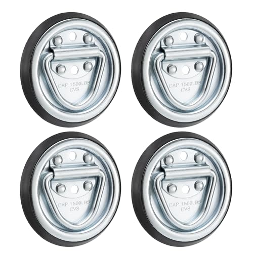 RecPro Surface Mount D-Ring Tie-Down Anchor Rope Ring for RV Furniture, Toy Haulers, or Trailers (4 Pack) - Image 1