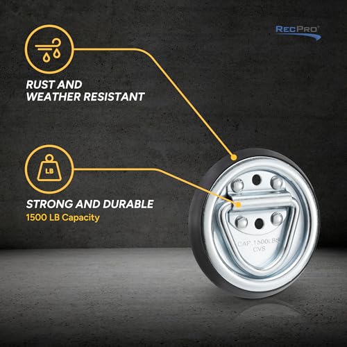 RecPro Surface Mount D-Ring Tie-Down Anchor Rope Ring for RV Furniture, Toy Haulers, or Trailers (4 Pack) - Image 3