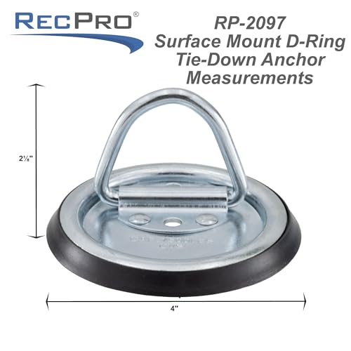 RecPro Surface Mount D-Ring Tie-Down Anchor Rope Ring for RV Furniture, Toy Haulers, or Trailers (4 Pack) - Image 5