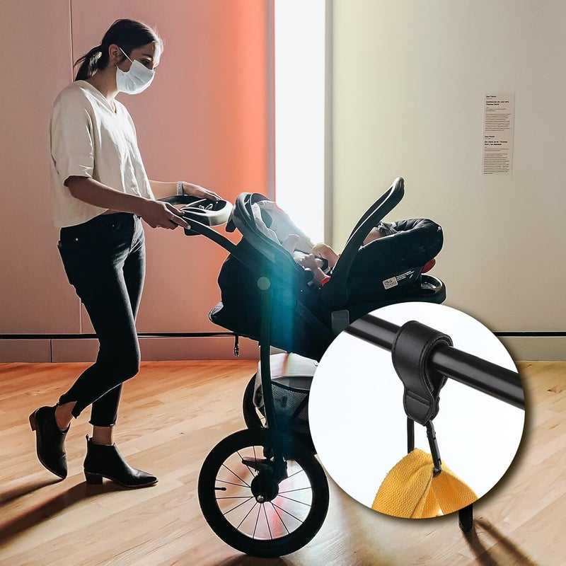 KINBOM Stroller Hooks Carriage Hooks for Bag 2pcs Mommy Bag Hook Stroller Organizer Hook Clip Heavy Duty Stroller Clip for Bags Hanging Shopping Diaper Bags Black - Image 2