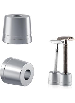 Linkidea Linkidea 2 Pack Safety Razor Stand Opening Dia 05 13mm Mens Shaving Razor Holder Razor Holder for Bathroom Countertops Compatible with Shaving Revolution Brushed Silver 