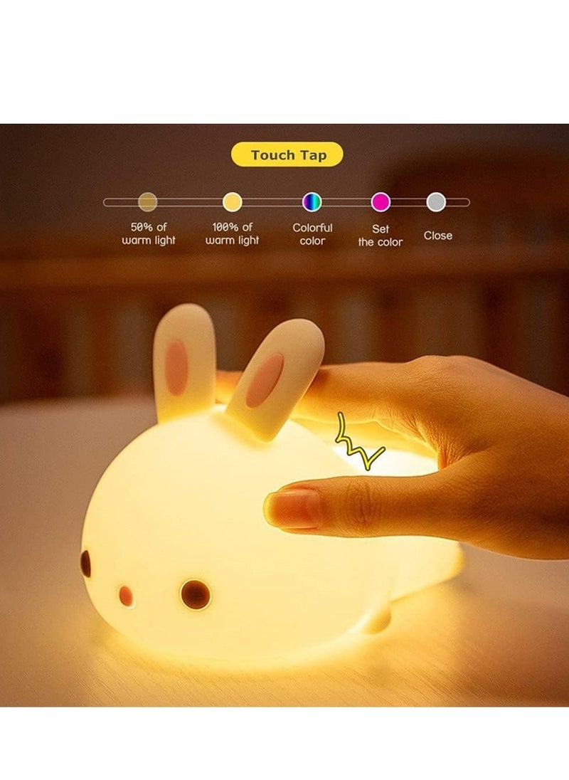 JAJEEK Cute Night Light for Kids – Toddler Bedroom Night Light, Portable Silicone LED Night Light for Children's Room (Adorable Cute Rabbit Design) - Image 5
