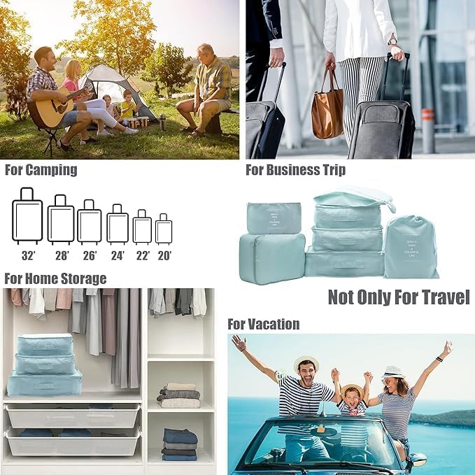 KUKLAR Packing Cubes for Suitcases with Shoe Bag Clothing Bag Accessories Bags Packing Cubes for Travel Luggage Organizer Women Men(Light Blue) - Image 4
